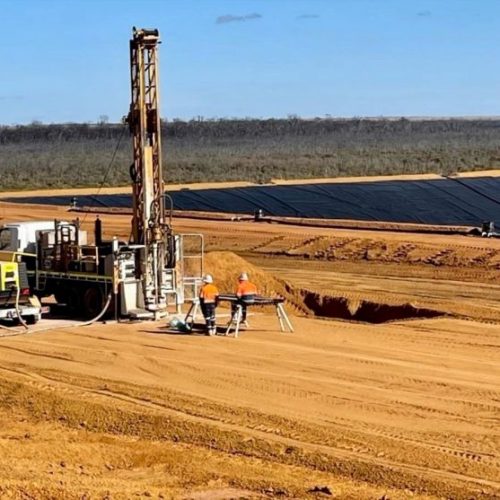 Precision Drilling Australia’s drilling rig and crew on a mineral exploration site.